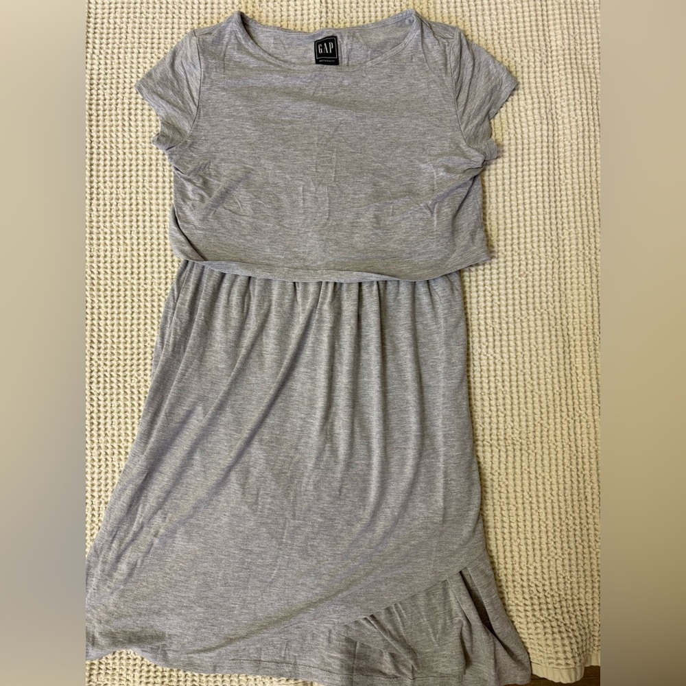 Gray Short Sleeve nursing maternity dress